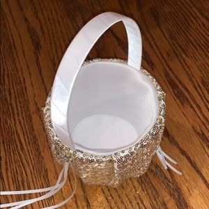 Gold Sparkly Flower Girl Basket